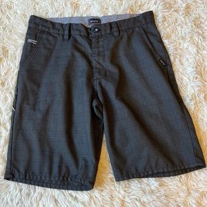 Matix black and gray plaid flat front shorts size 31